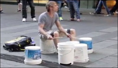 Young man playing the drums